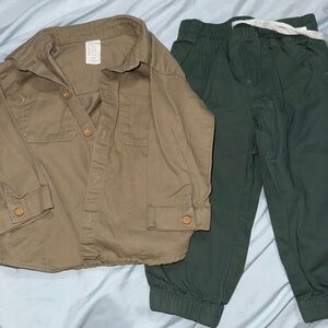 H&M Olive Jacket and Dark Green Jogger Pants Set